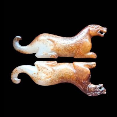 商代晩期 玉虎(玉琥)龍角玉虎 置物高古玉根付 提げ物 装飾品 歴史資料☆希少品 商代晩期 玉虎(玉琥)龍角玉虎 置物高古玉根付 提げ物 装飾品